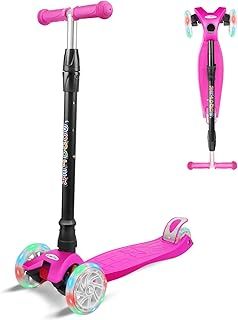 FAYDUDU 3 Wheel Scooter Kids Scooter Age 2-5 Kick Scooter for Toddlers Girls Boys, Light up Wheels, Adjustable Height, Lean to Steer, Non-Slip Deck, Lightweight Push Scooter for Children