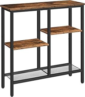 HOOBRO Console Table, Narrow Console Table, Slim Sofa Table with 4-Tier Storage Shelves, Industrial Hallway Table with Metal Mesh Shelf, for Hallway, Entryway, Living Room, Rustic Brown EBF79XG01
