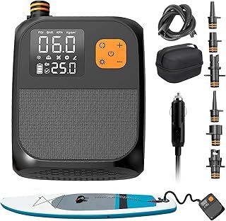 Electric SUP Pump, 25PSI Paddle Board Pump with Type-C Rechargeable, 6 Nozzles Sup with LCD, Quick Air Inflator for Inflator Boat