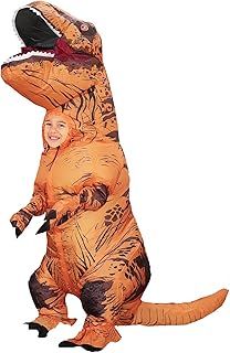 Kids Inflatable T-rex Costume Blow up Dinosaur Outfit Funny Halloween Dino Costume Suit (Brown)