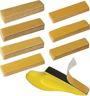 71 Pieces 60-800 Grit Wet and Dry Sandpaper, GOH DODD Micro Detail Sander Kit, Mini Hand Sanding Block with Hook and Loop Sand Paper for Woodworking Tight Narrow Spaces
