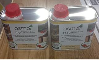 Osmo Top Oil 3028 Clear Satin-Matt x 2 0.5Ltr For Wooden Kitchen Work tops Twin Pack