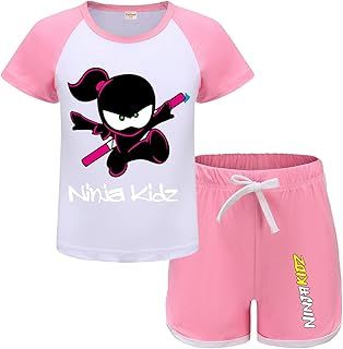 Ninjas Kidz Merch Girls Tee Summer Pjs Pajamas T-shirt+shorts