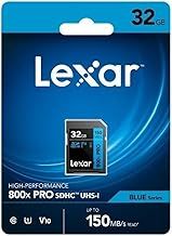 Lexar SDHC High-Performance 32GB 800x UHS-I Series BLUE, Class 10, U1, V10, for 4K Video Recording, High Transfer Speed, Black/Blue