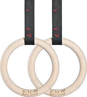 RAMASS Fitness Gymnastic Rings with embroidered numbers on the straps, perfect for Gymnastics Calisthenics