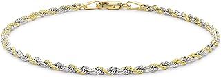 Women's 9ct Two Colour White and Yellow Gold Hollow Rope Necklace/Bracelet
