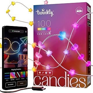 Twinkly Candies - Christmas Lights String with 100 RGB LEDs - App-Controlled & USB-C-Powered - Indoor Smart Home Decoration, 6m, Star, Clear Wire(TWKS100RGB-T)