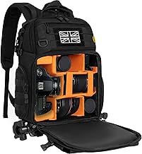 BQKOZFIN Camera Backpack, Waterproof Camera Bag with 15.6" Laptop Compartment, Removable Padded Insert, Large Photography Backpack for DSLR SLR Canon Nikon Sony Cameras (Black)