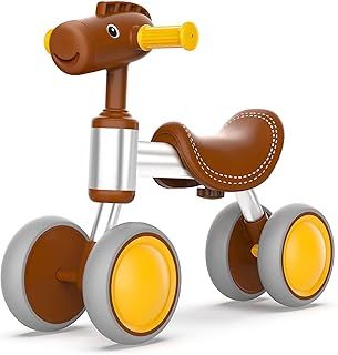 Baby Balance Bike 1 2 Years Old Boys Girls Toddler Ride on Toys for 1 Year Old, 4 Wheels Toddler Bicycle Toy 1st Birthday Gifts for Girls Boys Ages 12-24 Month Baby Bike Walker