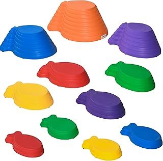 Outsunny Kids Balance Stepping Stones 11-Piece Fish Shape Non-Slip Obstacle Course Stackable Balance Blocks Exercise Toddler Balance for Indoors and Outdoors - Multicoloured