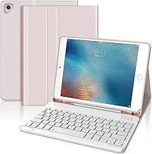 Keyboard Case for iPad, Detachable Bluetooth Keyboard, Slim Protective Cover with Pencil Holder for iPad 6th/5th Gen/Air 2/Air 1/Pro 9.7 inch, Pink