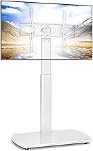 RFIVER Universal TV Stand Slim Corner TV Floor Stand for 32-65 Inch TVs, Height Adjustable Swivel Cantilever Tall TV Stand with Tempered Glass Base Max VESA 400x400mm up to35kg, White