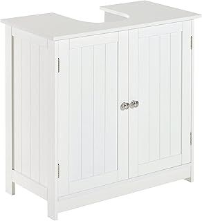 HOMCOM Under Sink Bathroom Storage Cabinet 2 Layers Vanity Unit Wooden - White
