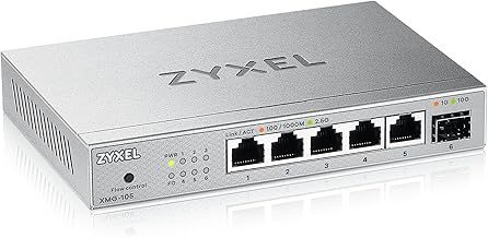Zyxel 5-Port 2.5G Multi-Gig Unmanaged Switch | 1 x 10G SFP+ | Desktop/Wall Mount [XMG-105]