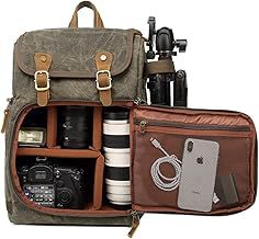 YuanWen DSLR Camera Backpack Canvas Large Capacity Open Front Waterproof Shockproof DSLR Camera Travel Bag Travel Bag