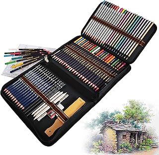 QUER 72 Piece Colouring Drawing Pencils Set, Includes Coloured Pencils, Sketching Pencils, Charcoal Pencil and Drawing Tools, Ideal Set for Adult, Artists, Beginners
