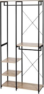 eSituro Heavy Duty Clothes Rail, Double Rod Garment Rack,Wooden Coat Stand Clothings Wadrobe Organizer, 5 Tiers Metal Storage Shoe Rack Cabinet Shelves Shelving Unit