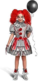 Spooktacular Creations Girls Clown Costume, Evil Clown Dress, Scary Jester Costume for Girls Halloween Dress Up, Role Play, Cosplay Party