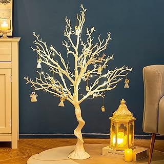 Sziqiqi 105cm White Twig Centrepiece for Indoor Outdoor, Large Decorative Branches Xmas Ornamental Wishing Tree for Wedding Christmas Halloween Birthday Event Display