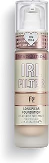 Revolution Beauty London, IRL Filter, Longwear Foundation, Medium to Full Coverage, Matte Finish, 16 Hour Wear, F2, Fair Light Skin tones, 23ml