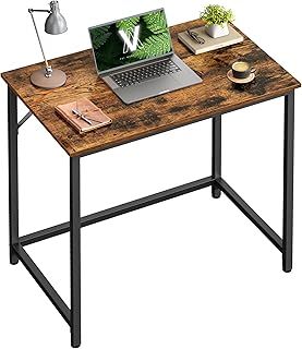 VASAGLE Office Desk Table Workstation 80 x 50 x 75 cm for Office Living Room Bedroom Simple Assembly Metal Industrial Style Rustic Brown Black LWD038B01