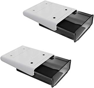 2Pcs of Under-desk Drawer Storage Box,Paste-type Hidden Under-desk Storage Box,Large-capacity Self-adhesive Under-desk Storage Boxs,Suitable for Home Office and School (Black)