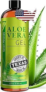 Seven Minerals Organic Aloe Vera Gel with 100% Pure Aloe from Freshly Cut Aloe - NO ACRYLATES & CROSSPOLYMERS, so it absorbs rapidly with No sticky residue - Big 355 ml / 12 fl oz
