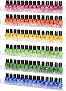 Nail Polish Organiser Wall Mounted, 6 Pack Clear Nail Varnish Wall Rack, Acrylic Display Shelves Stand Holder for Paint Tattoo Ink Essential Oil Holds Up to 90 Bottles,15 Inch