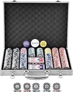 VEVOR Poker Chip Set, 500-Piece Poker Set, Complete Poker Playing Game Set with Aluminum Carrying Case, 11.5 Gram Casino Chips, Cards, Buttons and Dices, for Texas Hold'em, Blackjack, Gambling