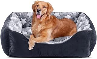 Extra Large Dog Bed(89x63cm), Super Soft Cosy Rectangle Dog Beds, Grey Washable Pet Bed, Ideal for Golden Retriever, Labrador，German Shepherd，Samoye，Rottweiler