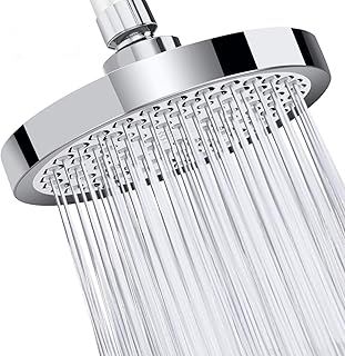 High Pressure Fixed Rainfall Shower Head - Adjustable Overhead Rain Shower Heads 6 inch - Large Round Waterfall Shower Top Spray Head - Replacement Chrome Showerhead Universal G1/2 Fitting