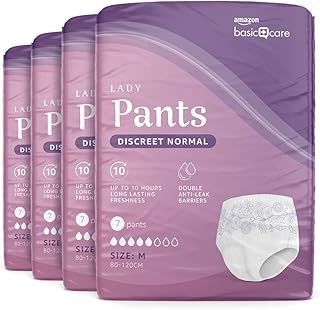 Amazon Basic Care Lady Pants Discreet Medium - 28 Count (4 Packs of 7), White