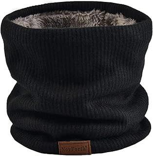 NovForth Winter Neck Warmer Fleece Lined Infinity Scarf Thicken Windproof and Dust Skiing Circle for mens women Double-Layer Fleece Lining Knit