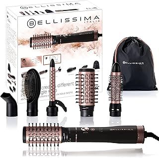 Bellissima 5-in-1 Hot Air Brush Styler and Volumiser - Interchangeable Hair Dryer with Ion Technology, Ceramic & Keratin Coated Brushes, 1000W, 2 Heat/Speed Settings – Anti-Frizz, Lightweight