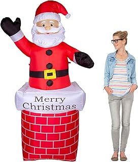 Uten Christmas Inflatable Santa Claus Decoration Outdoor Indoor with LED Light Up Home Garden Lawn Yard Party 7Ft