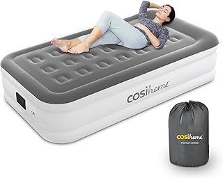 Cosi Home Premium King Size Air Bed with Built in Pump, Blow Up Mattress with Flocked Top, Integrated Pillow & Storage Bag. Best inflatable bed for Guests, Camping & Home Use. ‎203 x 152 x 48cm, White