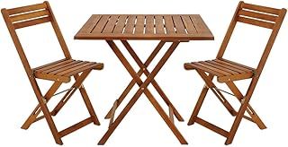 CASARIA® 3-Piece Bistro Table and Set of 2 Chairs | Elegant Acacia Wood | Foldable Coffee Table & Chairs | Ideal for 2 People | Weatherproof Garden Patio Furniture | Brown