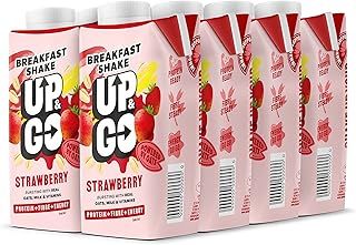 UP & GO Breakfast Drink - Strawberry & Banana, High Protein, Calcium & Fibre (330ml x 8 Bottles)