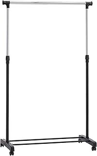 Amazon Basics Clothes Rail with Wheels, Chrome, 91.5-145cm x 42cm x 134-161cm