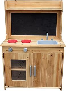 MV Sports HEDSTROM Kids Wooden Mud Kitchen | Junior Cook Outdoor Imaginative Play Set with Cupboards, Stoves & Water Sink | Chalkboard for Recipes & Storage Shelves | Ages 3+