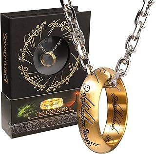 The Noble Collection The Lord of the Rings The One Ring - Anodised Stainless Steel One Ring on 24in (61cm) Chain - Officially Licensed Film Set Movie Props Jewellery Gifts
