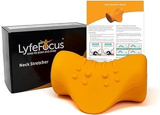 Neck Stretcher for Back & Neck Pain - Neck Support Posture Corrector with Firm Massage Nodes Specifically Designed to Relieve Muscle Tension (Orange)