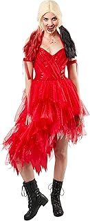 Rubies Official Harley Quinn Ladies Red Dress Halloween Suicide Squad 2 Women's Villain Costume - Size Large Halloween