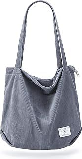 KALIDI Thicken Corduroy Totes Bag Extra Large Capacity Handbags Shoulder Bags with Zipper Cord Tote Bag for Women Ladies Girls Casual Shopping Bag for Work School College Daily Use