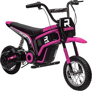 HOMCOM 24V Kids Electric Motorbike with Twist Grip Throttle, Music, Horn, 12" Pneumatic Tyres, Max Speed 16km/h, for Ages 8-12 Years - Pink
