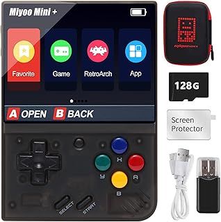 Handheld Game Console for Miyoo Mini Plus with Storage Case, 3.5 inch Retro Video Portable Rechargeable Open Source Game Console Emulato, Built in 64G TF Card & 10000+ Games. Support WiFi