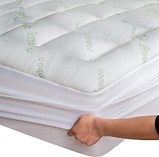 Niagara Bamboo Small Double Mattress Topper - Thick Cooling Breathable Pillow Top Bed Mattress Pad for Back Pain Relief - Deep Pocket Topper Fits 20-50 cm Mattress (Bamboo, 120x190 cm)