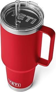 YETI Rambler Straw Mug, Stainless Steel Vacuum Insulated Mug with Stronghold Lid, Rescue Red, 42 oz (1242 ml)