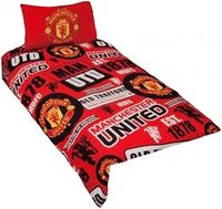 Manchester United Official Patch Single Duvet Set - Multi-Colour, 2 pieces