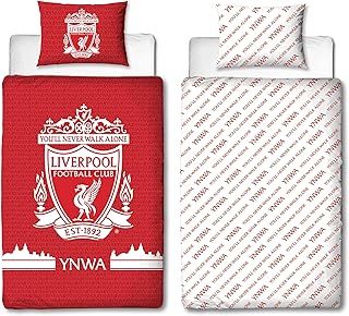 Liverpool FC Character World Official Single Duvet Cover Set, Tone Design | Red Reversible 2 Sided Football Bedding Cover Official Merchandise Including Matching Pillow Case
